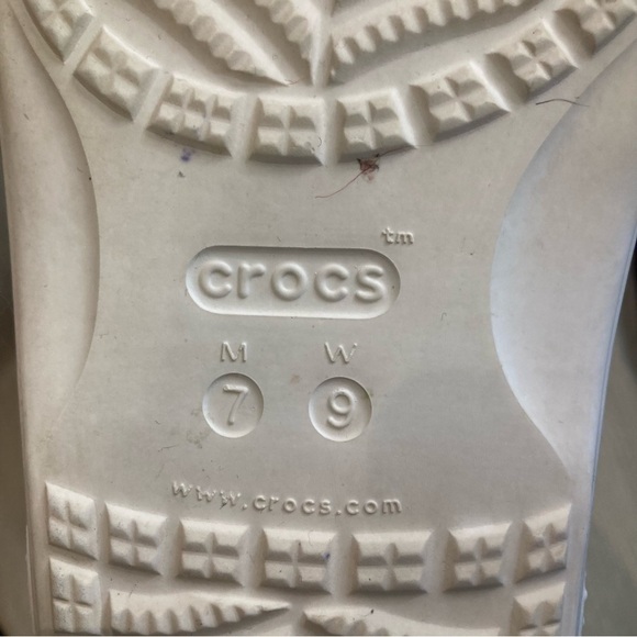 CROCS Sz 9 Out of this World Cloud Swirl Watercolour Slides Slip On Sandals - Picture 11 of 11